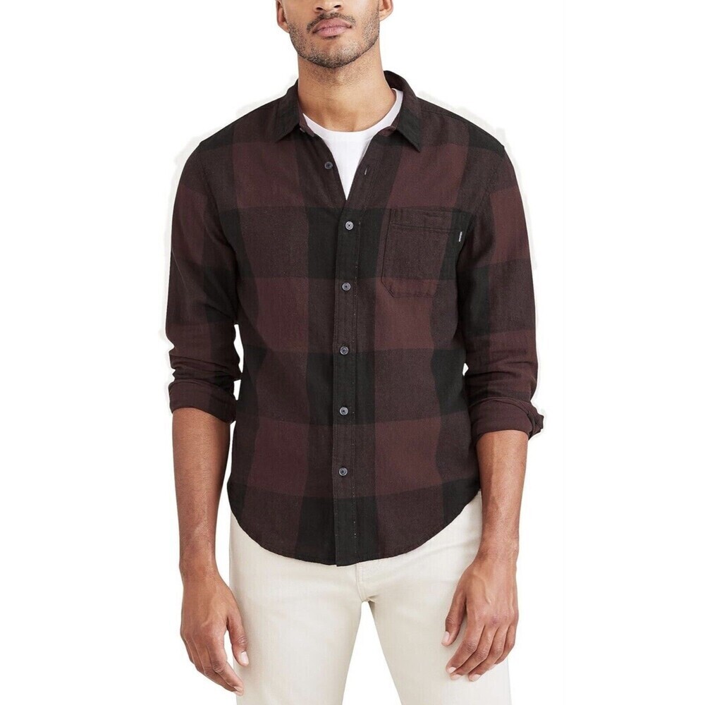 Dockers Men Regular Fit Long Sleeve Casual Shirt Size Small Cotton Pocket New